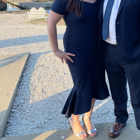 LULUS How Much I Care Midnight Blue Off-the-Shoulder Midi Dress XL - used once! - Picture 5 of 5